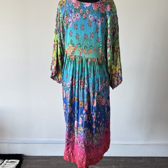 Johnny Was Rainbow Easy Cover Up Dress Womens Medium Boho Resort Travel - Picture 15 of 16